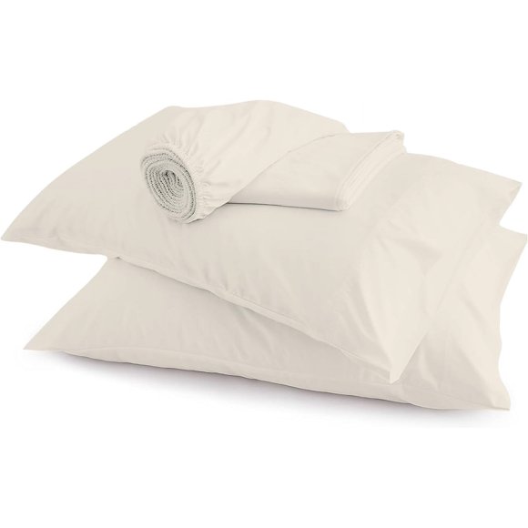 GFDYREE 100% Organic Cotton Sheets 4 Piece Bed Sheet Set Premium Percale Weave, Breathable, Lightweight Sheets 18 inches Deep Pocket Fitted GOTS Certified Best Bedding (King Size, Fresh Ivor
