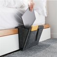 thumbnail image 3 of Bedside Storage Caddy Thick Felt Multi-Pockets Essentials Holder Bag for Home Dorm Bed Sofa  Light Gray, 3 of 8
