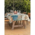 thumbnail image 2 of Outdoor Tablecloth with Umbrella Hole and Zipper, Vintage Beige Coastal Rectangle Table Cloth 54x80 Inch Waterproof Tablecloth, Summer Beach Starfish Shell Coral Nautical Picnic Table Cover for Patio, 2 of 7