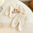 thumbnail image 2 of Linfrsh Fall Outfits Toddler Girl Girls' Cute Winter and Casual Letter Embroidered Long Sleeved Pants In Solid Color Set, 2 of 8