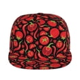 thumbnail image 2 of Daiia Tomatoes And Chili print Flat Bill Hats Flat Brim Trucker Cap Baseball Cap Adjustable Classic Low Profile Hat Unconstructed Plain Cap, 2 of 9