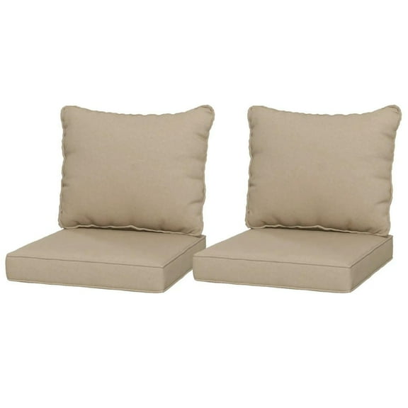 YYAo Outdoor Chair Cushions, Waterproof Outdoor Seat Pads, 4 Patio Chair Cushions with Seat & Backrest, Fade Resistant Seat Replacement Cushion Set, Beige