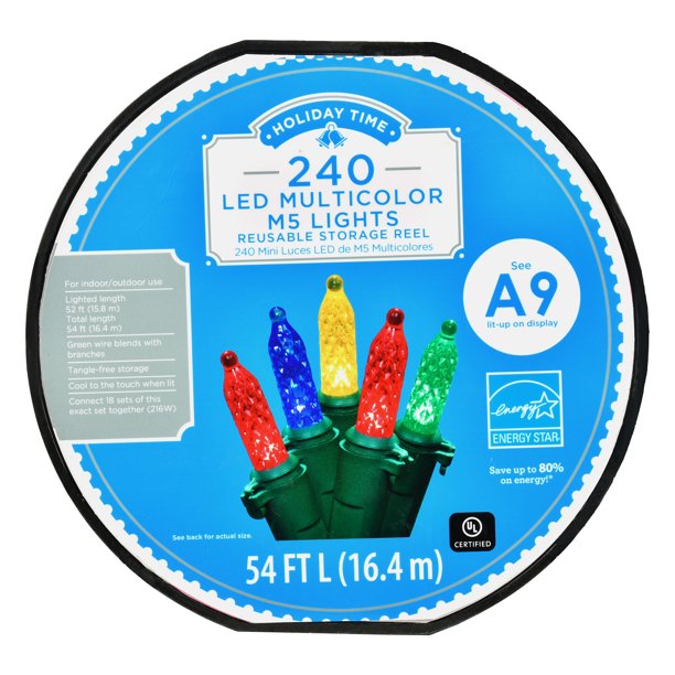 Holiday Time 52 ft, 240 Count Multicolor LED String Christmas Lights