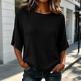 thumbnail image 5 of TGSLY Women's 3/4 Sleeve Ribbed Tops Lightweight Soft Crew Neck Trendy Blouses Loose Fit Dressy Casual Solid Color Fall Shirts M, 5 of 7