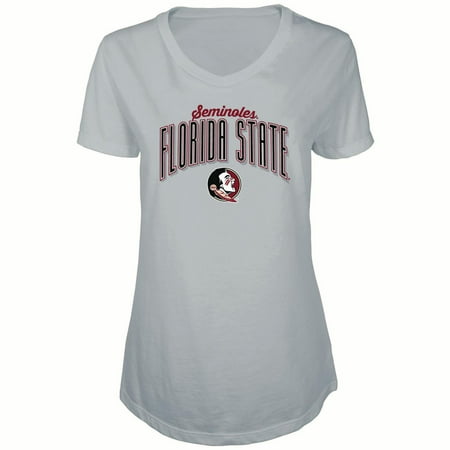 Florida State Seminoles Led - Women's Russell Heathered Gray Florida State Seminoles Tunic Cap Sleeve V-Neck T-Shirt