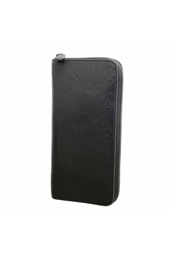 Pre-Owned Louis Vuitton Monogram Shadow Zippy Wallet Vertical M62902 Black Men's Long