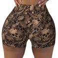 thumbnail image 2 of Daiia Brown Camouflage Skull Pattern Women's Workout Shorts Biker Shorts - High Waisted Workout Spandex Tummy Control Gym Running Yoga Shorts-Medium, 2 of 8