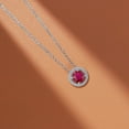 thumbnail image 3 of JeenMata Solitaire 1.25 Carat Round Cut - Ruby - July Birthstone Halo Pendant Necklace in White Gold Plating, Adult, Female, 3 of 5