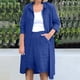 thumbnail image 2 of Conjunto de blusa y pantalones cortos de manga larga con cuello vuelto liso para mujer Wmkox8yi  bvn4014, 2 of 8