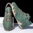 thumbnail image 4 of Men Lace-Up Casual Boots, Men's Casual Ltalian Handmade High Top High Boots Leather Outdoor Walking Sneakers Slip-On Lightweight Non-Slip Waterproof Driving Chukka Boots, Green 7, 4 of 4