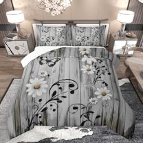 jejeloiu Cute Daisy Butterflies Bedding Comforter Set,Country Farmhouse Lodge Twin Comforter Sets,Rustic Plant Leaf Bedding Set For Teens,Super Cozy Room Decor,2 Pieces