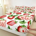 thumbnail image 3 of Homewish Kids Red Strawberry 4-Piece Full Size Sheets,Fresh Fruit Bed Sheets,Kawaii Cute Lightweight Sheet Sets,Breathable Home Decor, 3 of 7