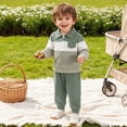 thumbnail image 6 of TOWED22 Baby Boy Toddler Fall Outfit Striped Sweatshirt Toddler Boy Winter Waffle Clothes 3 6 12 18 Months 2 3 4 5 6 7 8 9 T Pant Set,Green,18-24 M, 6 of 6