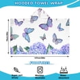 thumbnail image 2 of Pink Butterfly Flower Pattern Hooded Bath Towel，50"x30" for Ages 3 To 12 Kids, Quick Dry Lightweight Soft Microfiber Hood Beach Towel Cover Up for Kids, 2 of 7