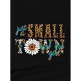 thumbnail image 4 of Women's Casual Leopard Print Sunflower Graphic Tee - "JUST A SMALL TOWN GIRL" Short Sleeve Crew Neck T-Shirt, Black Polyester Blend, Spring/Summer Fashion Top, Spring Casual Shirt | Leopard Sunflower, 4 of 7