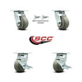 thumbnail image 2 of 4 Inch Thermoplastic Rubber Caster Set with Ball Bearings 2 Swivel Lock 2 Brake, 2 of 2