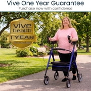 Vive Mobility Upright Walker T-Series – Outdoor Stand-Up Rollator with Seat for Seniors, Blue