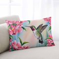 thumbnail image 2 of Hummingbird Throw Pillow Cover 20 x 30 Inch Decorative Pillow Cover Spring Summer Pink Red Flower Leaf Lumbar Pillowcase Seasonal Rectangle Cushion Case for Couch Sofa Bed Living Room, 2 of 7