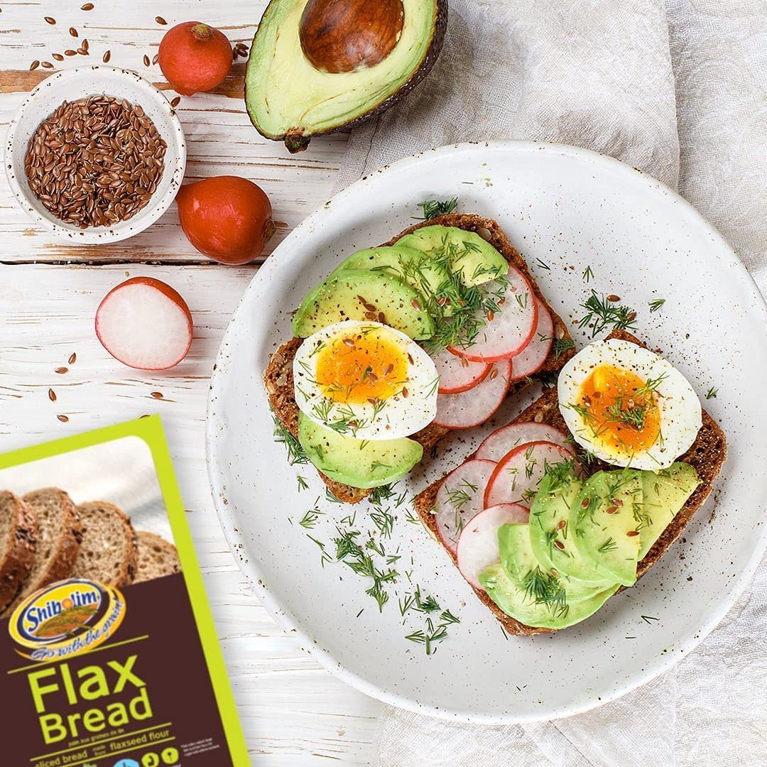 Shibolim FlaxSeed Bread 1 Pound Low Carb, Zero Net Carbs Per Serving, Keto Friendly, Rich in Fiber & Protein, Vegan