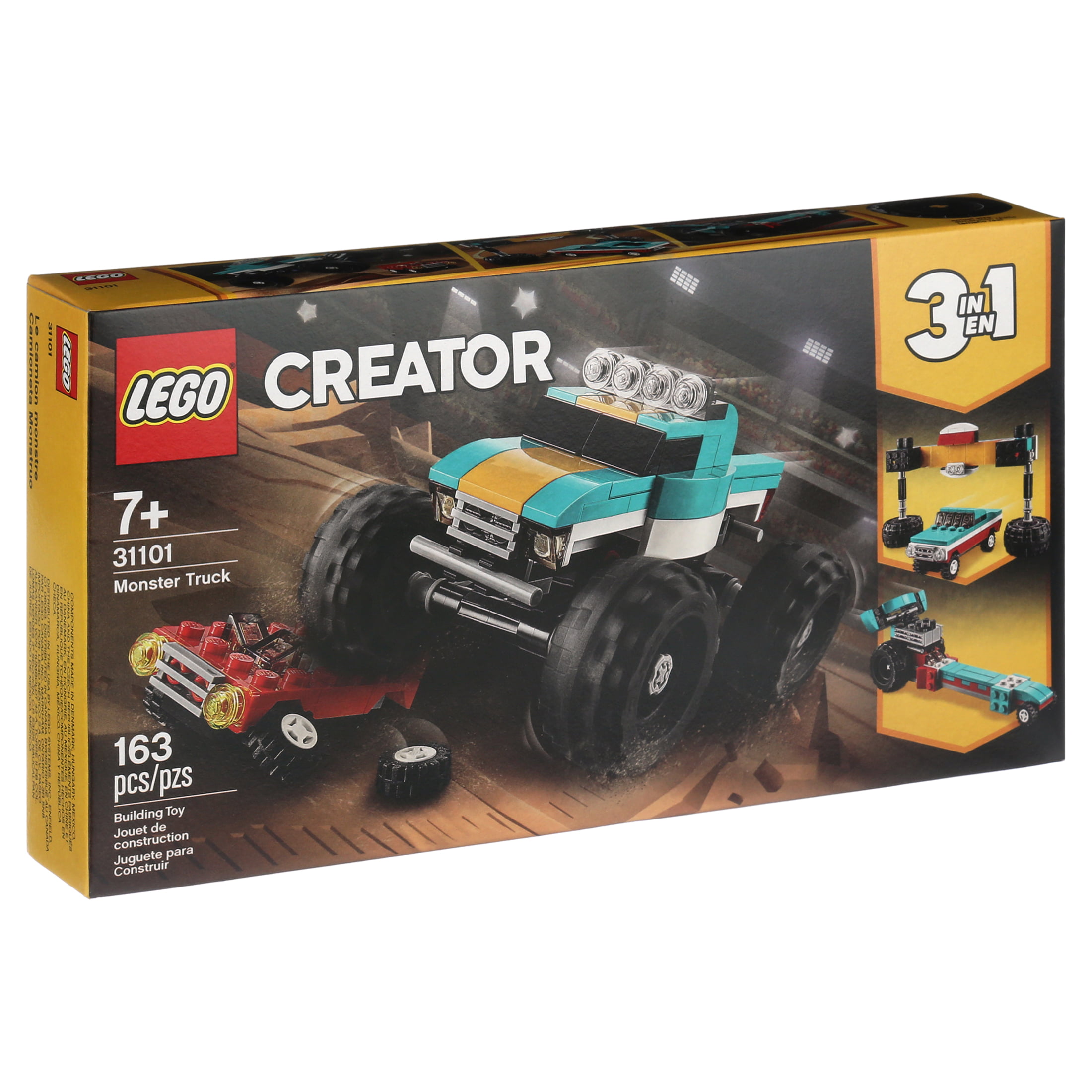 LEGO Creator 3in1 Monster Truck Toy 31101 Cool Kit Kids (163 Pieces) - Walmart.com