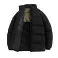 thumbnail image 2 of Wyobmus Men's Oversize Heavyweight Quilted Jacket Plain Full Zip Winter Warm Coat Long Sleeve Casual Outwear Coat Black, 2 of 4