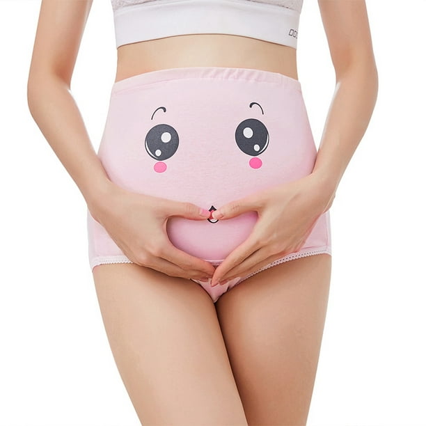 Women Cartoon Cotton Pregnant High Waist Briefs Underwear Maternity Panties