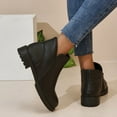 thumbnail image 4 of Ankle Boots for Women Lug Sole Chunky Heel Vintage Leather Zipper Short Fall Booties Casual Round Toe Slip on Loafers, 4 of 7