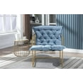 thumbnail image 2 of Velvet Living Room Chair, Modern Accent Chair with Golden Metal Frame, Upholstered Lounge Chair with Comfortable Cushioned Seat for Bedroom, 250LBS Weight Capacity, Light Blue, 2 of 7