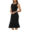 thumbnail image 4 of INSPIRE CHIC Women's Sleeveless Dress V Neck Elegant Work Fishtail Dresses, 4 of 6