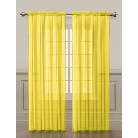 2 Pack Vcny Home Premium Sheer Curtains Yellow Walmart Com