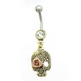 thumbnail image 1 of Navel Ring with Skull and Rose Design Antique Look 14g, 1 of 4