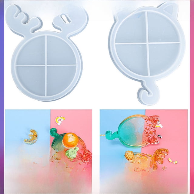 Molde de silicona para bandeja de gato con astas de Navidad, molde de pegamento para bricolaje, molde de resina para presionar con calor, joyería