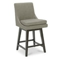 thumbnail image 3 of CHITA 26 inch Upholstered Swivel Faux Leather Counter Bar Stools with Back & Wood Legs Set of 2, Stone Gray, 3 of 10