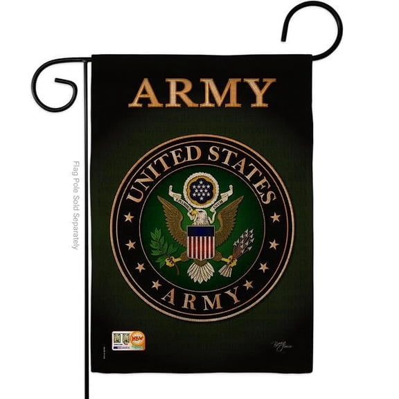 Breeze Decor BD-MI-G-108055-IP-DB-D-US10-UA 13 x 18.5 in. Army Burlap Americana Military Impressions Decorative Vertical Double Sided Garden Flag