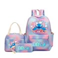 thumbnail image 1 of Mochila escolar con estampado de Stitch 3 piezas, mochila escolar de Anime de dibujos animados, informal, para viaje al aire libre, deporte, Daypack con fiambrera y estuche para lápices, 1 of 1
