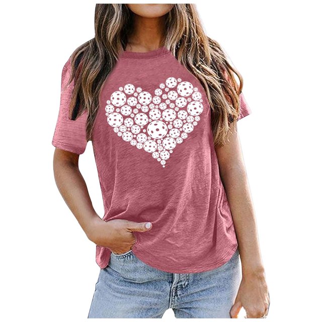 WEAIXIMIUNG T-Shirt à Manches Courtes pour Femmes, Imprimé d'Été, Confortable et à la Mode, pour la Saint-Valentin