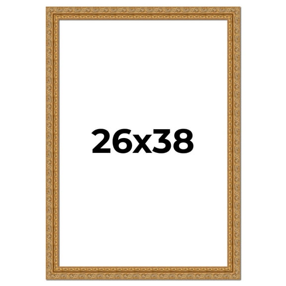 26x38 Frame Gold Ornate Solid Wood Picture Frame | 2 Inch Moulding Width | Firman Traditional Photo