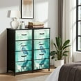 thumbnail image 6 of Dresser for Bedroom with 4 Storage Drawers Majestic Heron Watercolor Dreamy Teal Atmosphere Chest of Drawers Steel Framed Fabric Closet Organizers for Entryway, 6 of 7