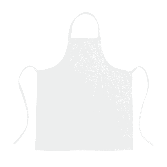 34" x 36" White Bib Apron Without Pockets, Duck Weave Cotton-Poly Blend, Unisex, Long Tie (3)