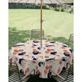 thumbnail image 2 of Outdoor Tablecloth with Umbrella Hole Zipper Beige Blossoms Black Cat Round Tablecloth 54" Waterproof Outside Table Cloth Farmhouse Romantic Flowers Patio Table Cover Tablecloths for Picnic Party, 2 of 8