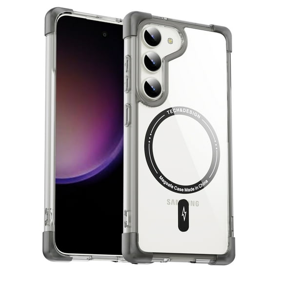 SaniMore for Samsung Galaxy S23 Magnetic Case, [Wireless Charging] Crystal-clear Rugged PC Back Back Skin-feel Shockproof Strong Drop Resistant Slim Shell for Samsung Galaxy S23 Car Mount, Black