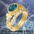 thumbnail image 5 of Wentin Reduced Rings Bright Zircon Ring Round Green Stone Jewelry Fashion Jewelry Engaged Ring For Women, 5 of 9