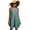Teal, variant on Women's sleeveless tiered V neck dress with button front solid pattern 100% Polyester fabric mini length easy care