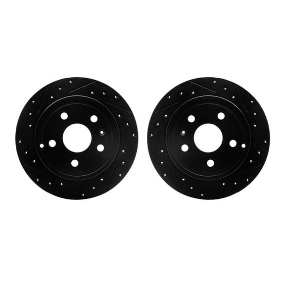 Dynamic Friction Company Rear Brake Rotors-Drilled and Slotted-Black 8002-48064