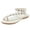 White, variant on Women Floral Falt Sandasl Toe Ring Dressy Summer Shoes Arch Support Outdoor Casual Beach Slides for Vacation Brown Size 8