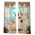 thumbnail image 3 of Cortinas opacas con impresión digital de playa, cortinas, cortinas con aislamiento térmico, 132x241cm, 3 of 9