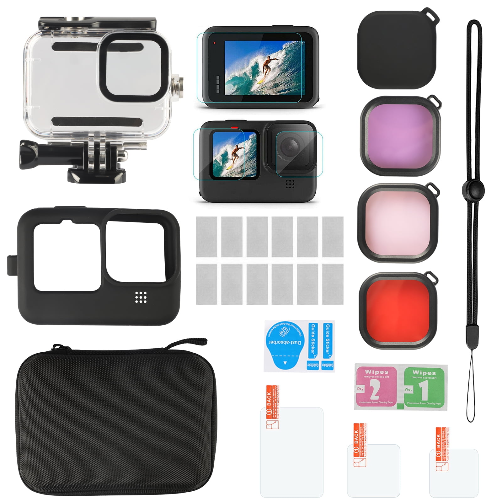 Silicone protective case Sport camera lens cover Strap kit for GoPro Hero 8 #z 
