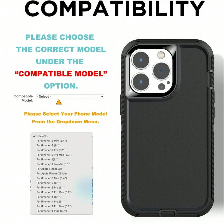 Tough Shockproof Heavy Duty Case For IPhone 16 Pro Max, 15, 14, 13, 12, 11, XR, 8, SE3 - Max Protection With Magnetic Charging