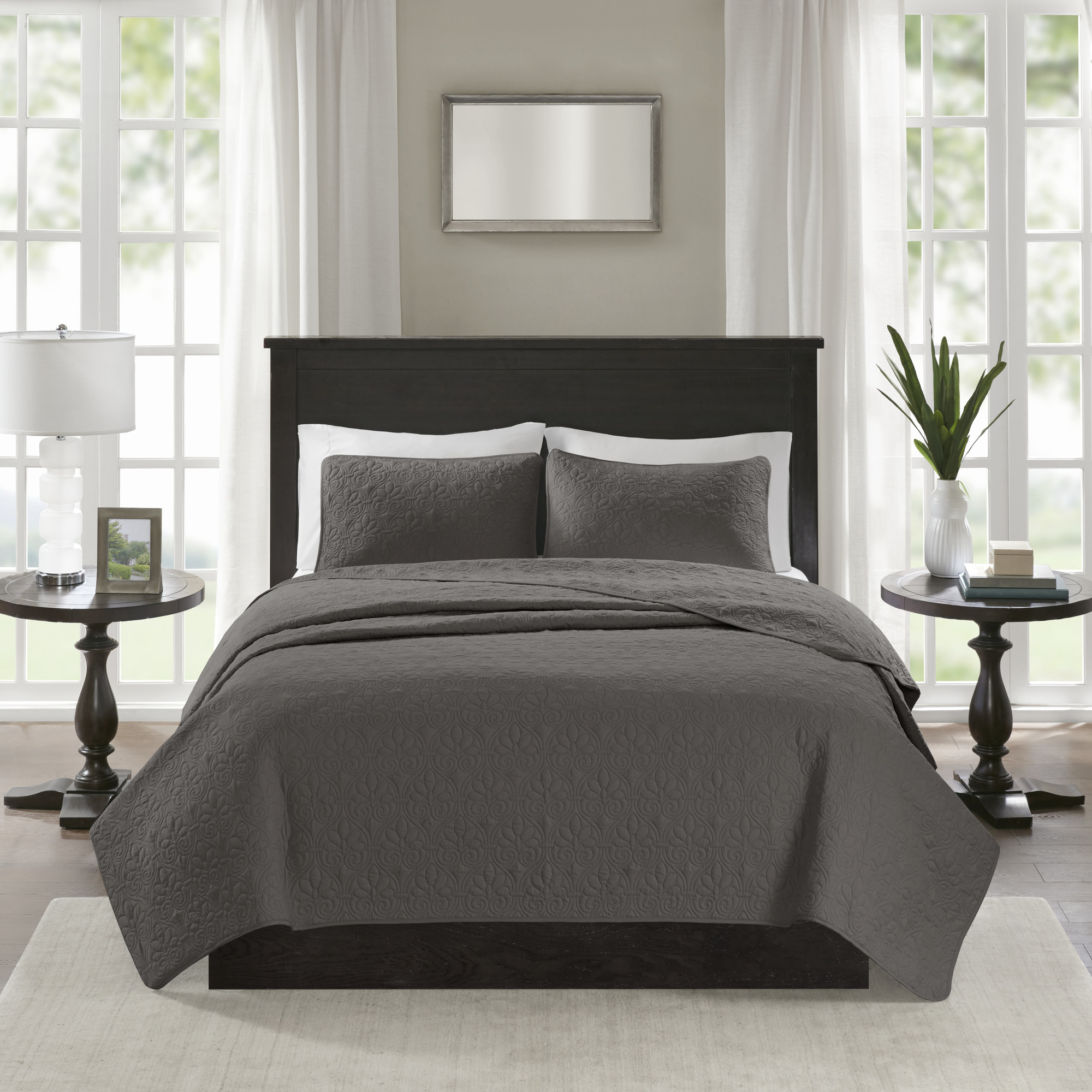 Home Essence Vancouver Super Soft Reversible Coverlet Set, Full/Queen, Dark Grey - image 4 of 13