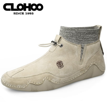 

CLOHOO Men‘s Leather Casual Slip On Boots Fall/Winter